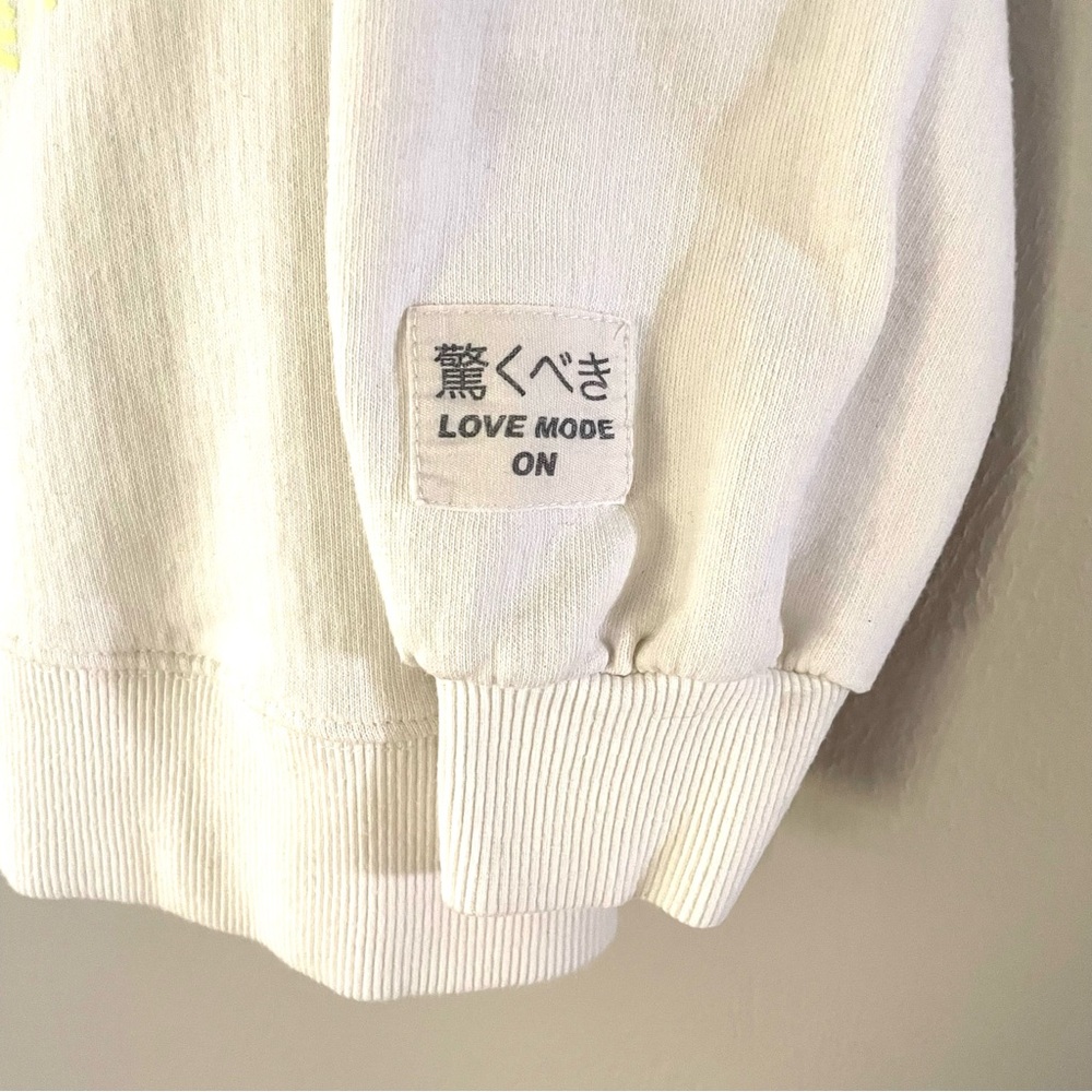 Zara Kids Anime Graphic Hoodie Sweatshirt Long Sleeved Cream Color Size 10 - Picture 4 of 5